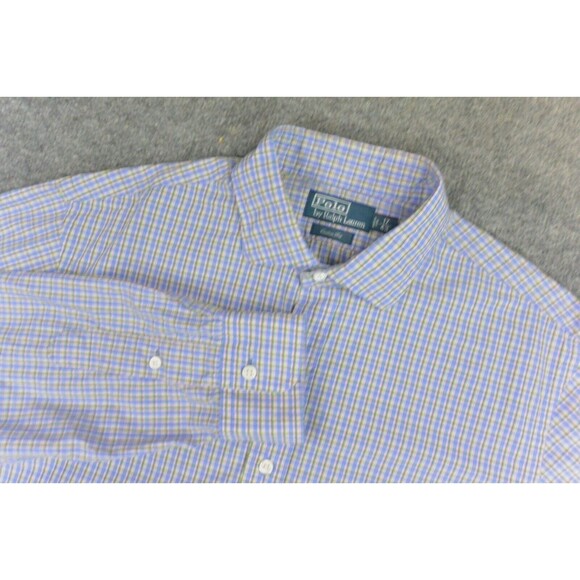 Polo Ralph Lauren Shirt Mens 17x43 Classic FIt‎ Blue Yellow Plaid - Picture 1 of 9